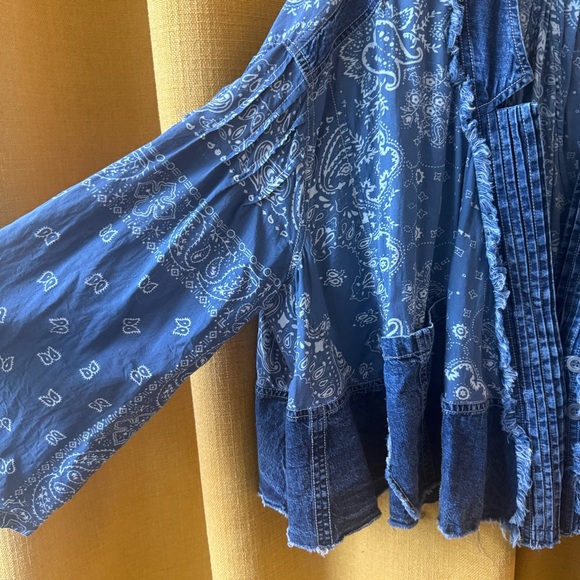 Free People Denim + Bandana Bed Jacket - Picture 4 of 5
